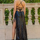 V-Neckline Sheath Leg Slit Party Dress by Cinderella Couture USA AS8036J
