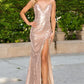 V-Neckline Sheath Leg Slit Party Dress by Cinderella Couture USA AS8036J