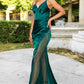 Embellished Satin Leg Slit Party Dress by Cinderella Couture USA AS8037J