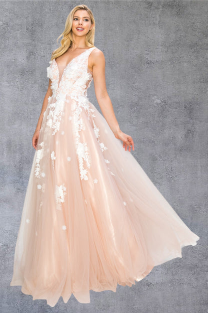 3D Organza Flowers Glitter Party Dress by Cinderella Couture USA AS8040J Blush / 6/S 3D Organza Flowers Glitter Party Dress by Cinderella Couture USA AS8040J Blush / 6/S