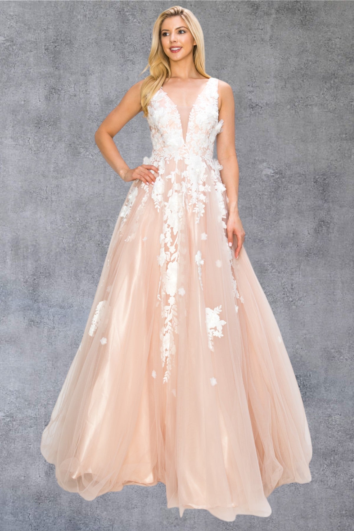 3D Organza Flowers Glitter Party Dress by Cinderella Couture USA AS8040J