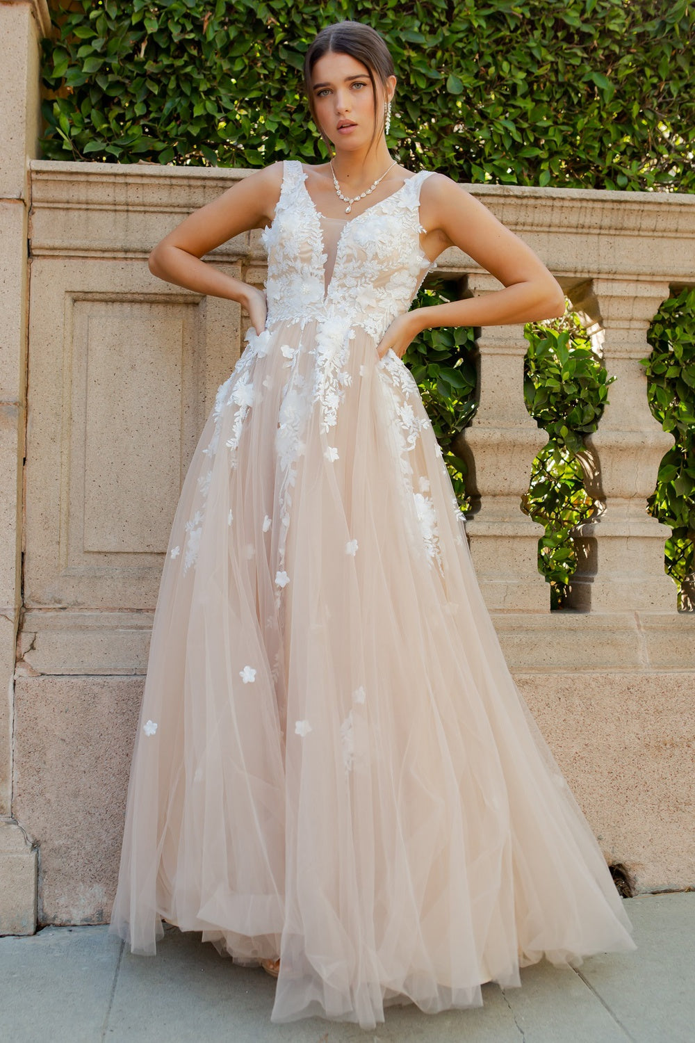 3D Organza Flowers Glitter Party Dress by Cinderella Couture USA AS8040J