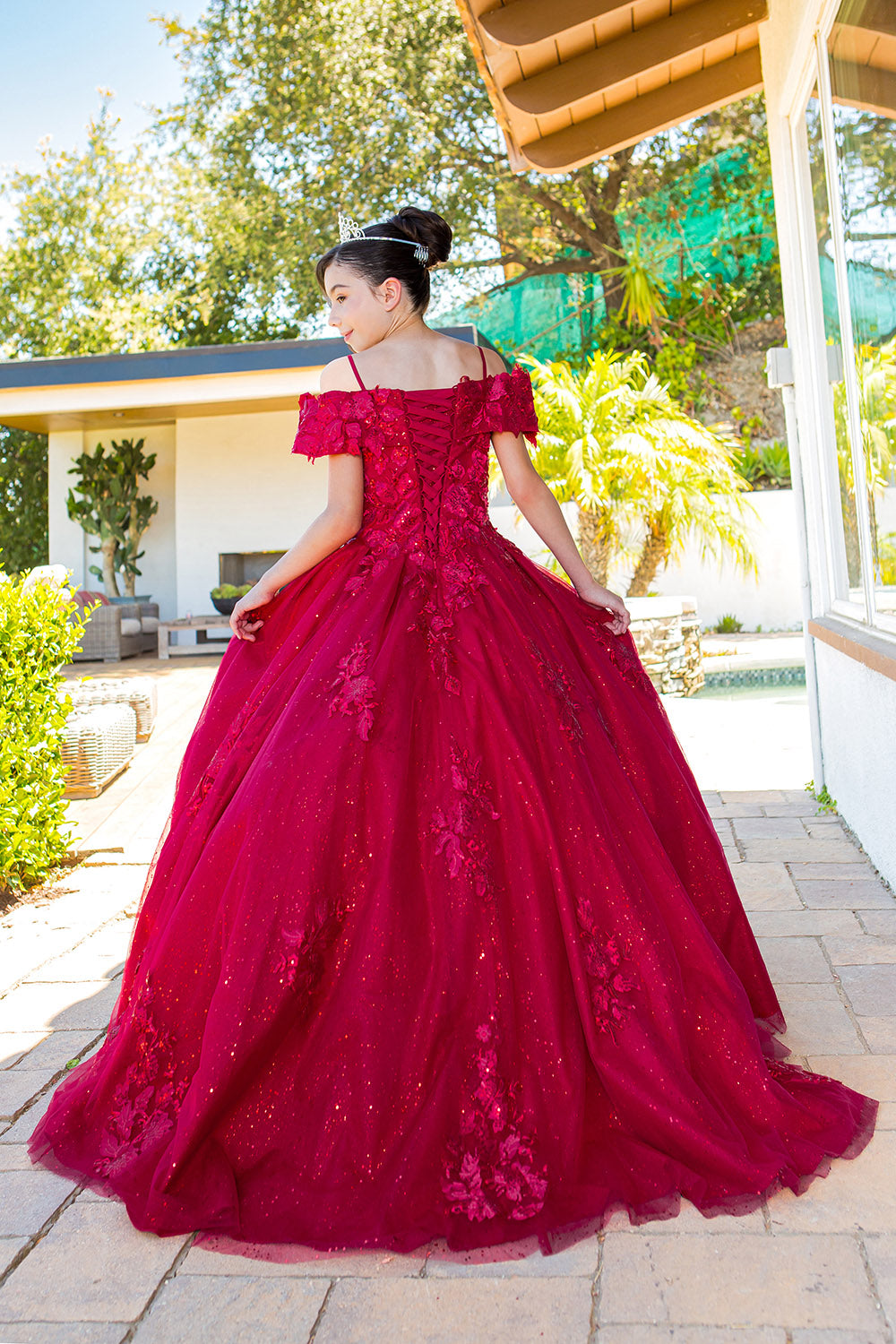 quinceanera red cinderella dress