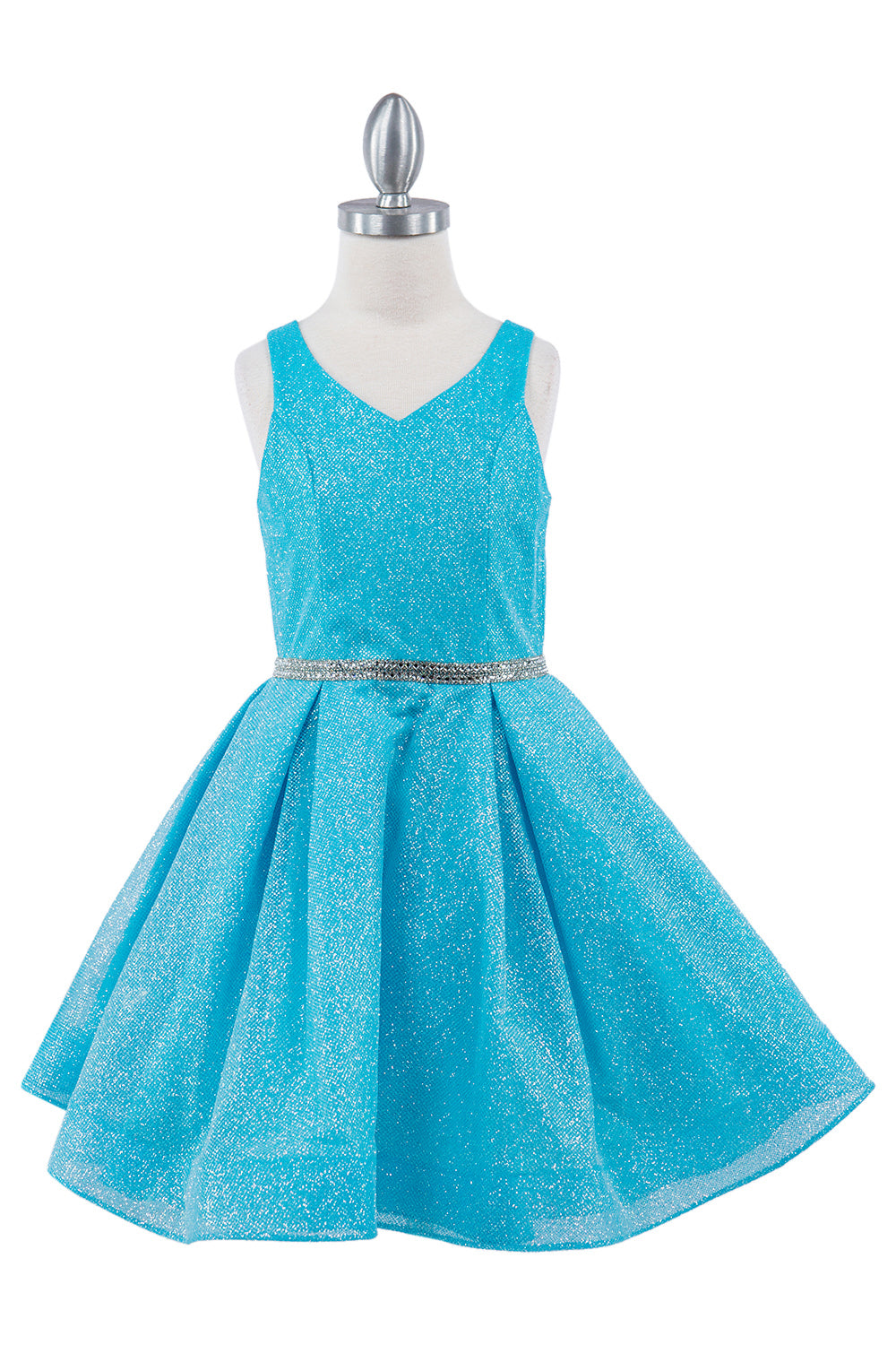 Dazzling Glitter V-Neck Girl Party Dress by Cinderella Couture USA AS8047
