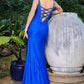 Rhinestone V-Neckline Leg Slit Party Dress by Cinderella Couture USA AS8048J