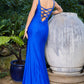 Rhinestone V-Neckline Leg Slit Party Dress by Cinderella Couture USA AS8048J