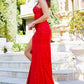 Rhinestone V-Neckline Leg Slit Party Dress by Cinderella Couture USA AS8048J