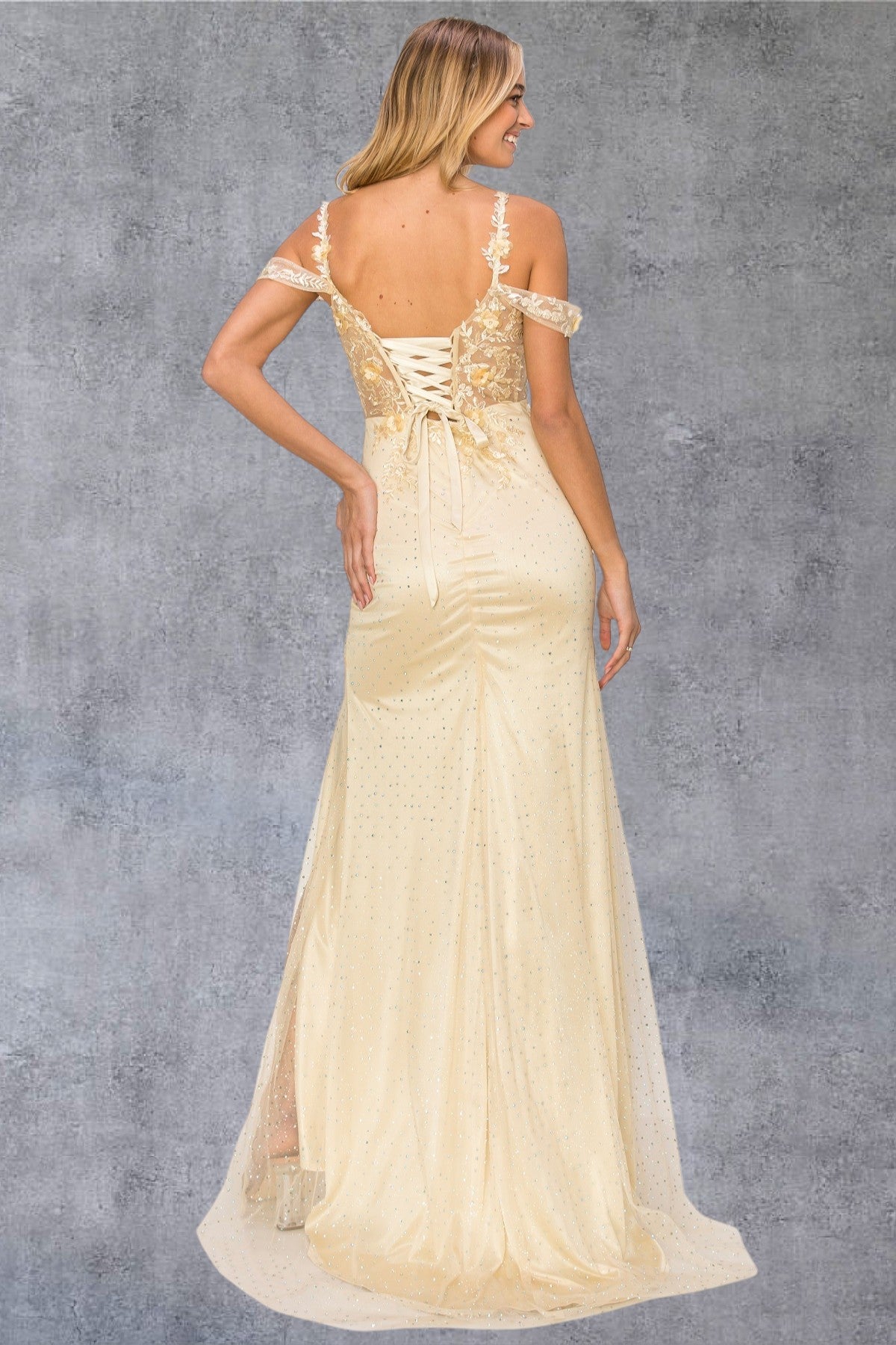 Beautiful Flower Lace Off Shoulder Party Dress by Cinderella Couture USA AS8049J