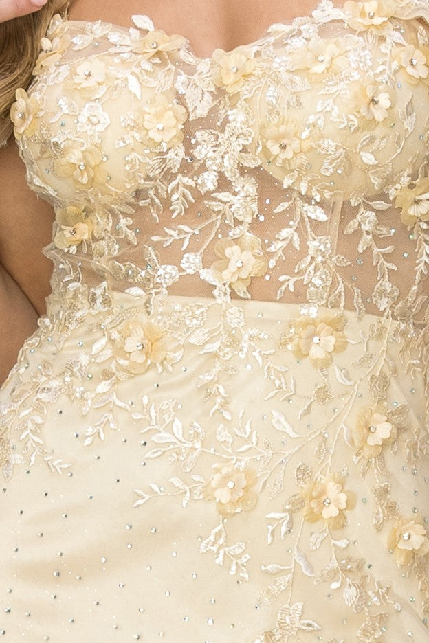 Beautiful Flower Lace Off Shoulder Party Dress by Cinderella Couture USA AS8049J