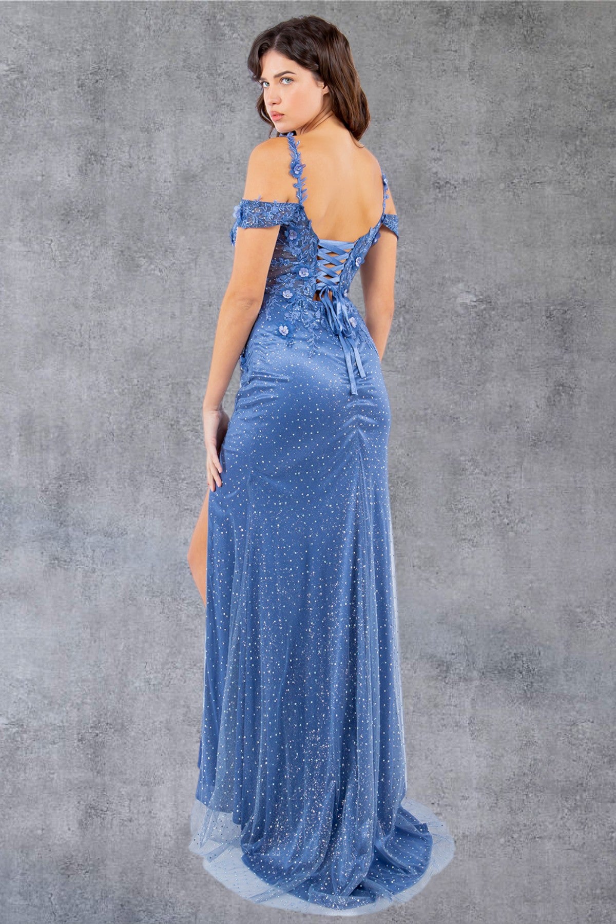 Beautiful Flower Lace Off Shoulder Party Dress by Cinderella Couture USA AS8049J