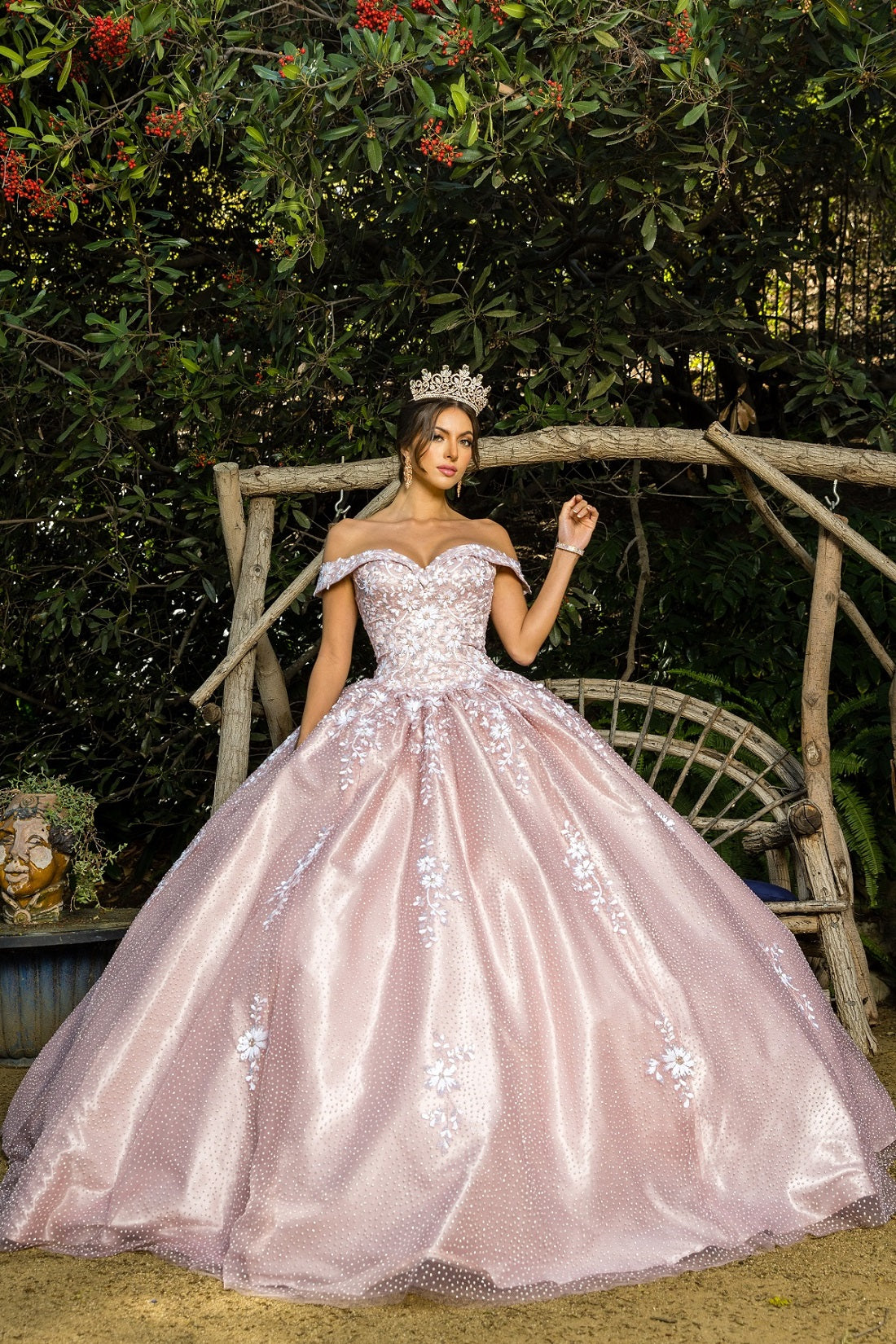 Off Shoulder Floral Applique Quinceanera Dress by Cinderella Couture USA AS8060J