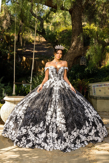 Glitter Tulle Off Shoulder Quinceanera Dress by Cinderella Couture USA AS8070J