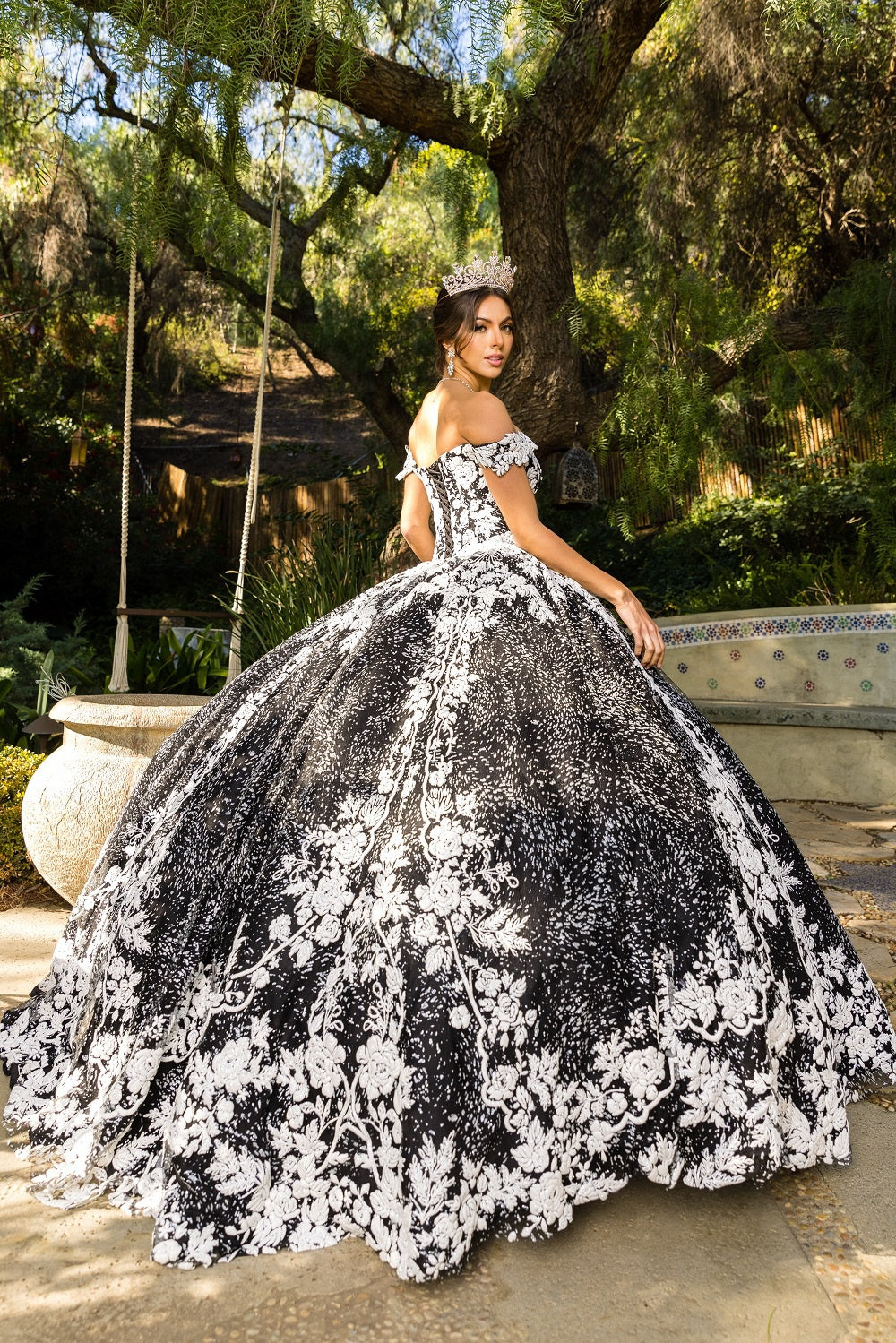 Glitter Tulle Off Shoulder Quinceanera Dress by Cinderella Couture USA AS8070J