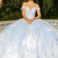 Glitter Tulle Off Shoulder Quinceanera Dress by Cinderella Couture USA AS8070J