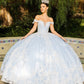 Glitter Tulle Off Shoulder Quinceanera Dress by Cinderella Couture USA AS8070J