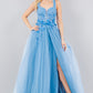 3D Floral Halter A-Line Slit Party Dress by Cinderella Couture USA AS8076J