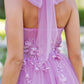 3D Floral Halter A-Line Slit Party Dress by Cinderella Couture USA AS8076J