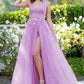 3D Floral Halter A-Line Slit Party Dress by Cinderella Couture USA AS8076J
