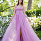 3D Floral Halter A-Line Slit Party Dress by Cinderella Couture USA AS8076J