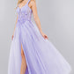 3D Floral Halter A-Line Slit Party Dress by Cinderella Couture USA AS8076J