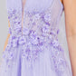 3D Floral Halter A-Line Slit Party Dress by Cinderella Couture USA AS8076J