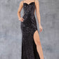 Sequin Sweetheart Bodice Spaghetti Straps Party Dress by Cinderella Couture USA AS8078J