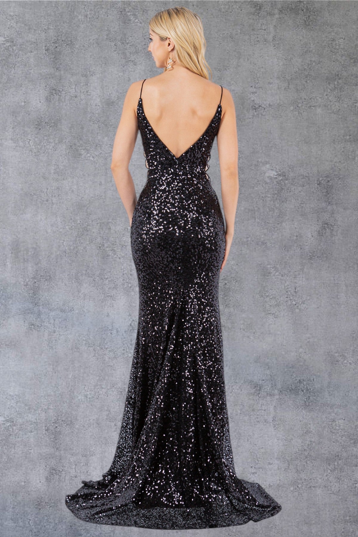 Sequin Sweetheart Bodice Spaghetti Straps Party Dress by Cinderella Couture USA AS8078J