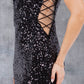 Sequin Sweetheart Bodice Spaghetti Straps Party Dress by Cinderella Couture USA AS8078J