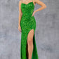 Sequin Sweetheart Bodice Spaghetti Straps Party Dress by Cinderella Couture USA AS8078J