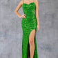 Sequin Sweetheart Bodice Spaghetti Straps Party Dress by Cinderella Couture USA AS8078J