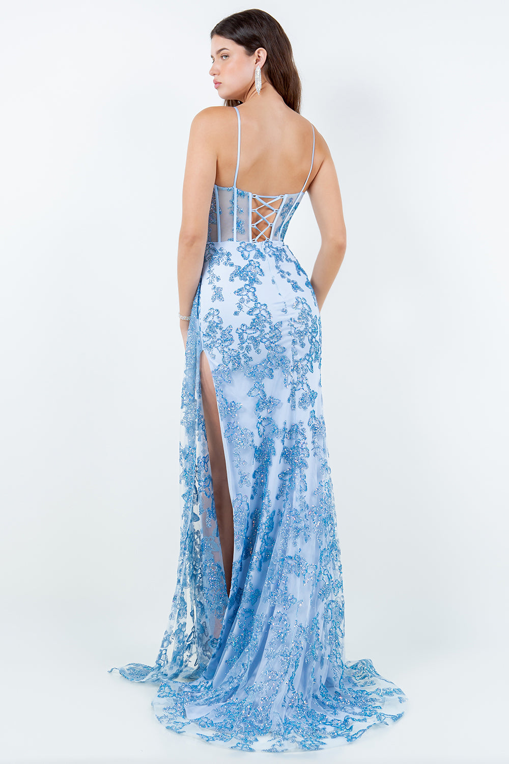 Butterfly Glitter Sheath Leg Slit Party Dress by Cinderella Couture USA AS8079J