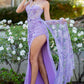 Butterfly Glitter Sheath Leg Slit Party Dress by Cinderella Couture USA AS8079J