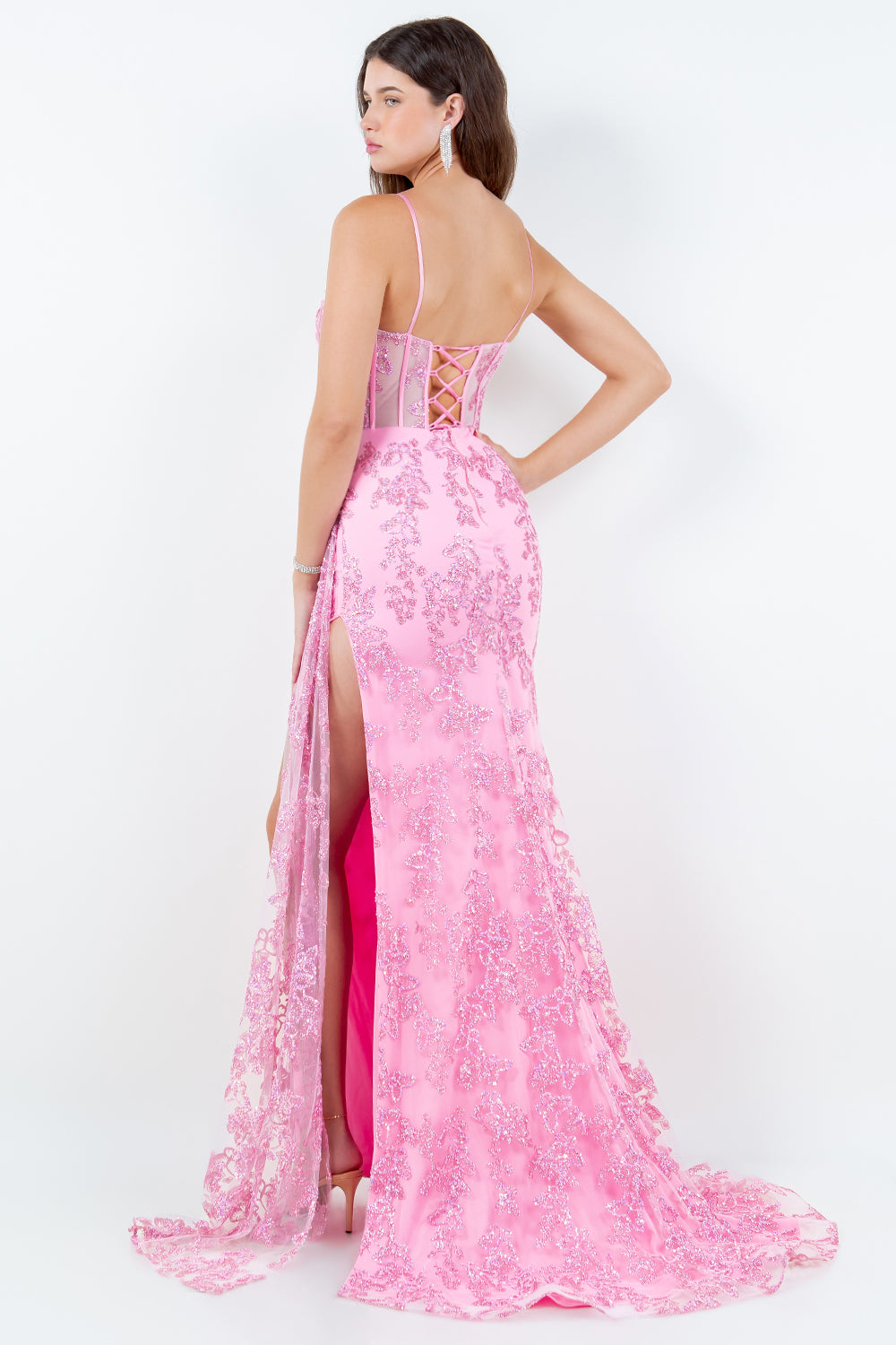 Butterfly Glitter Sheath Leg Slit Party Dress by Cinderella Couture USA AS8079J