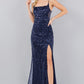 Sequin Straight Across Neckline Party Dress by Cinderella Couture USA AS8081J