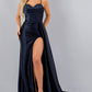 Strapless Beaded Satin Leg Slit Party Dress by Cinderella Couture USA AS8082J