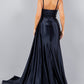 Strapless Beaded Satin Leg Slit Party Dress by Cinderella Couture USA AS8082J