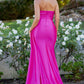 Strapless Beaded Satin Leg Slit Party Dress by Cinderella Couture USA AS8082J