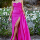 Strapless Beaded Satin Leg Slit Party Dress by Cinderella Couture USA AS8082J