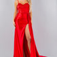 Strapless Beaded Satin Leg Slit Party Dress by Cinderella Couture USA AS8082J