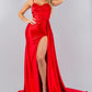 Strapless Beaded Satin Leg Slit Party Dress by Cinderella Couture USA AS8082J