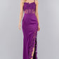 Fitted 3D Floral Sleeveless Slit Party Dress by Cinderella Couture USA AS8085J