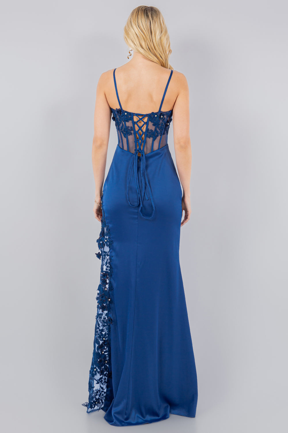 Fitted 3D Floral Sleeveless Slit Party Dress by Cinderella Couture USA AS8085J