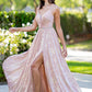 Glitter Illusion V-Neck A-Line Party Dress by Cinderella Couture USA AS8086J