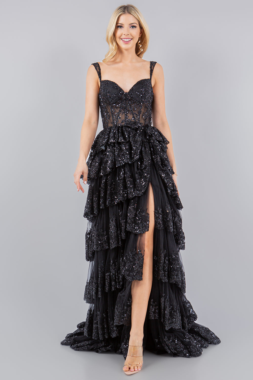 Embroidered Sweetheart Neckline Party Dress by Cinderella Couture USA AS8093J