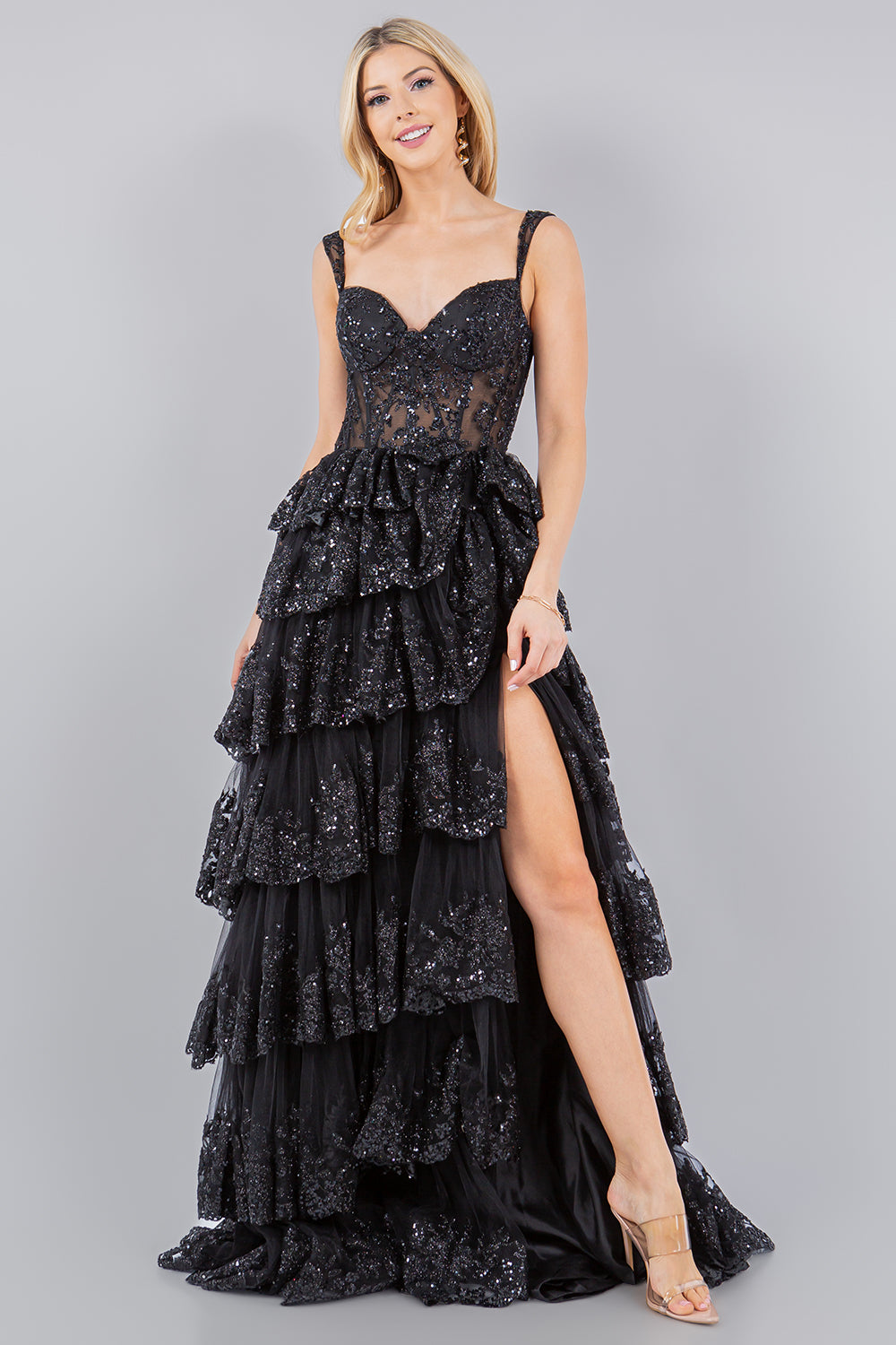 Embroidered Sweetheart Neckline Party Dress by Cinderella Couture USA AS8093J