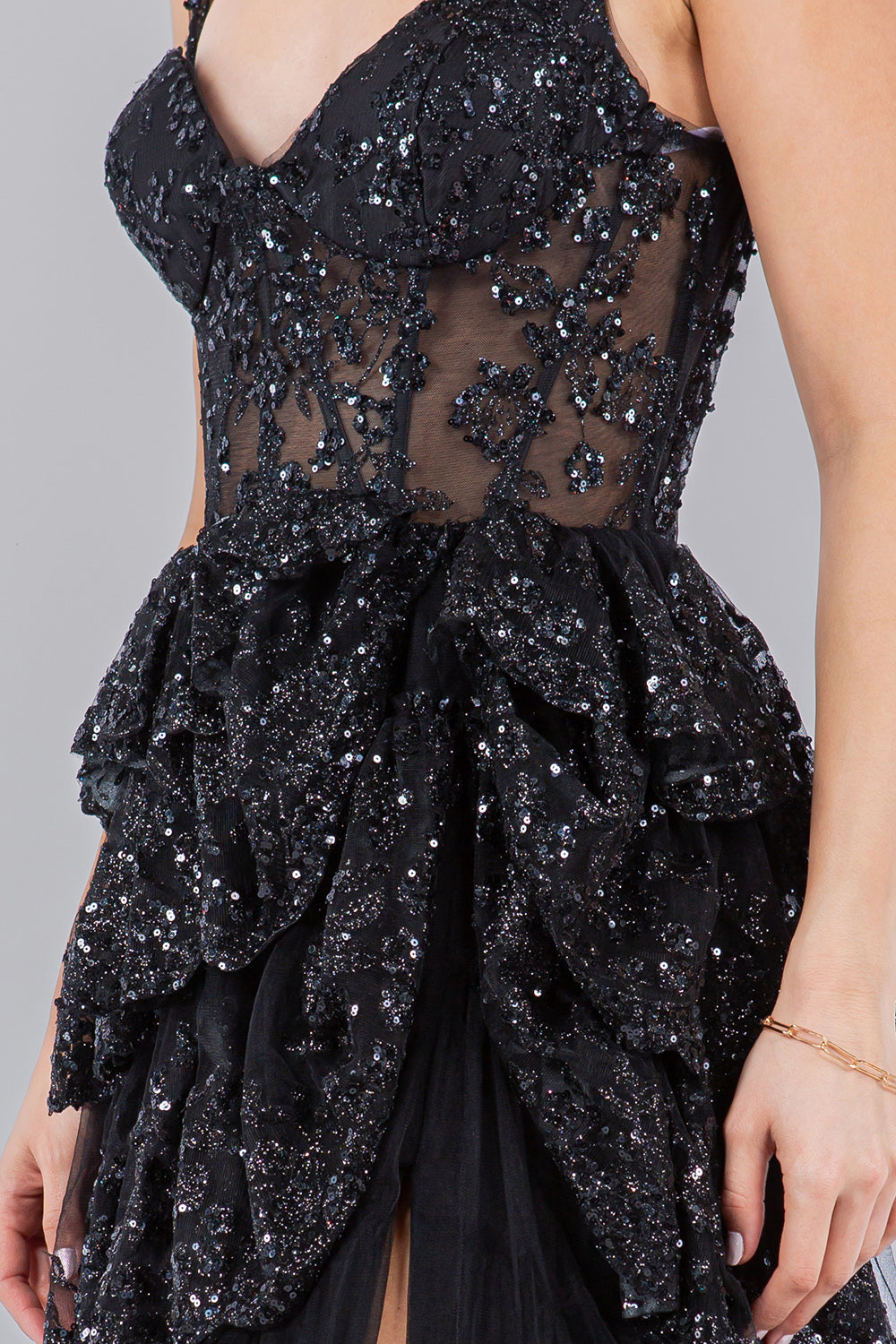 Embroidered Sweetheart Neckline Party Dress by Cinderella Couture USA AS8093J