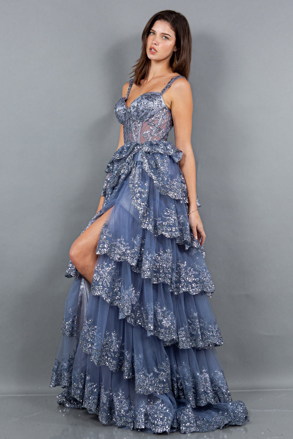 Embroidered Sweetheart Neckline Party Dress by Cinderella Couture USA AS8093J