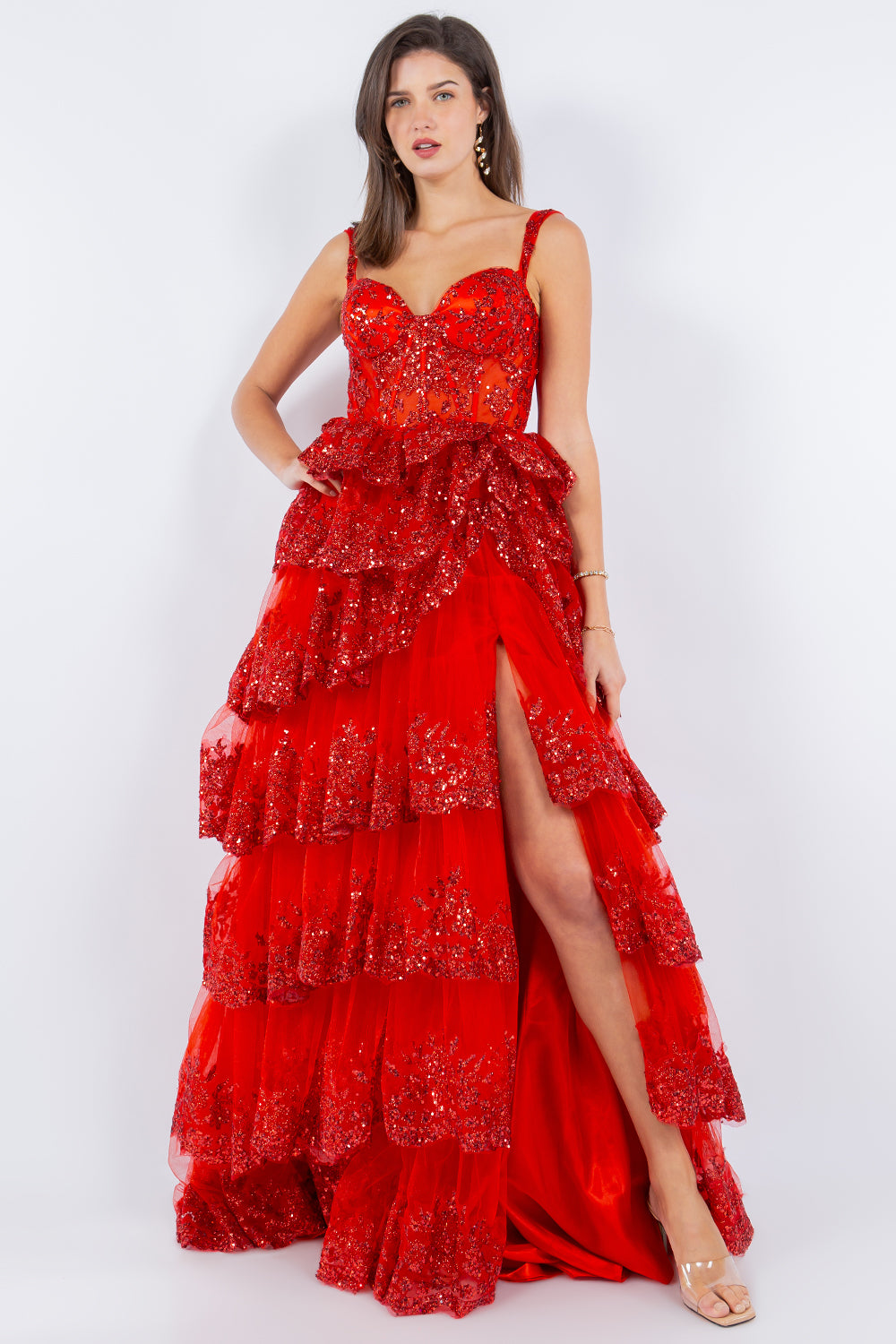 Embroidered Sweetheart Neckline Party Dress by Cinderella Couture USA AS8093J