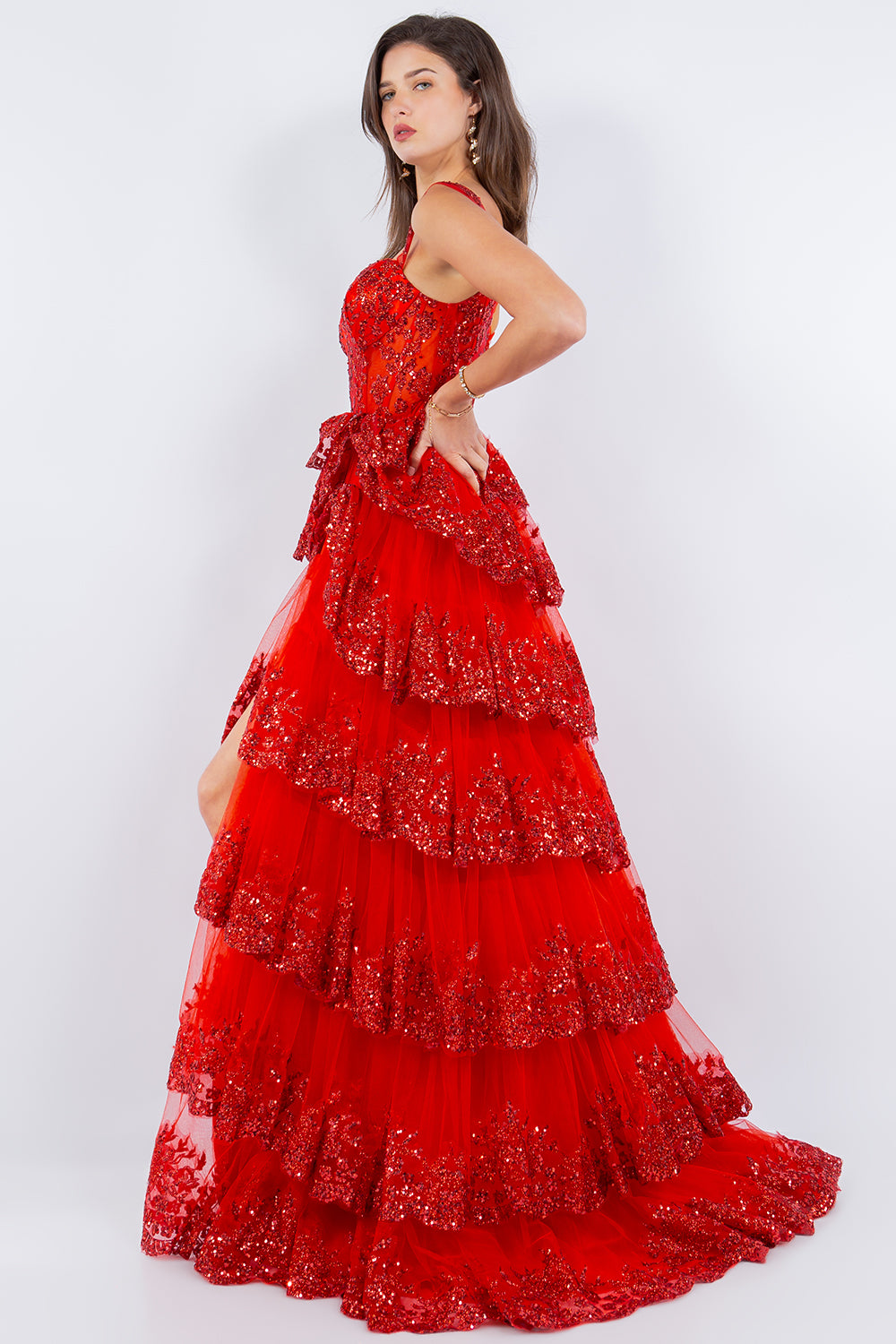 Embroidered Sweetheart Neckline Party Dress by Cinderella Couture USA AS8093J