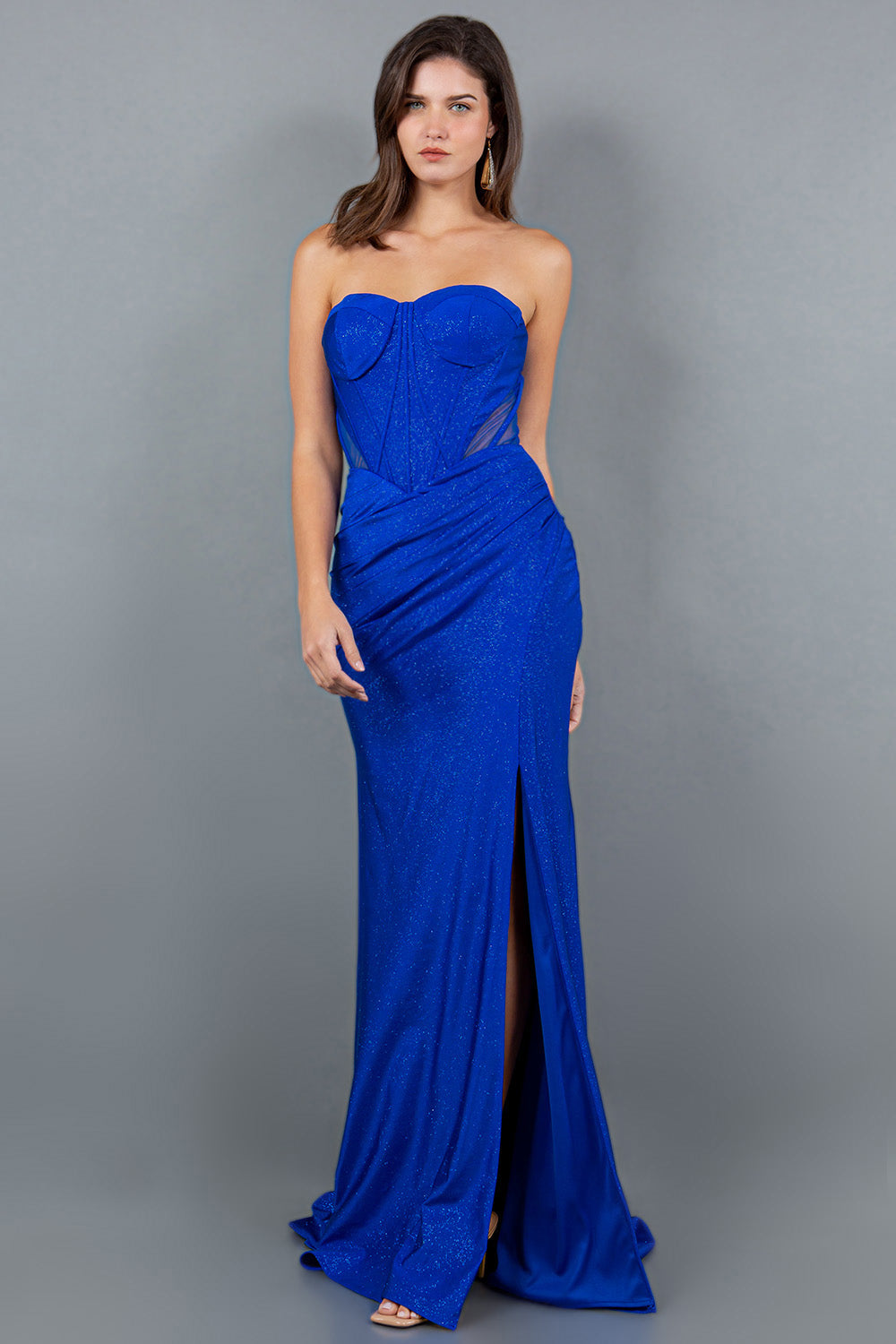 Fitted Glitter Strapless Sweetheart Party Dress by Cinderella Couture USA AS8094J